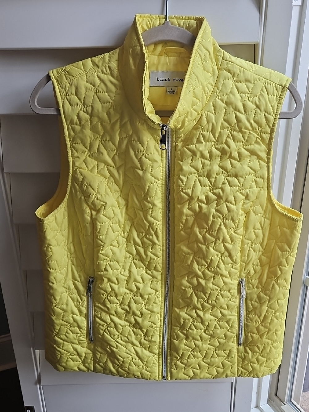 Black Rivet Bright Yellow Quilted Zip Vest